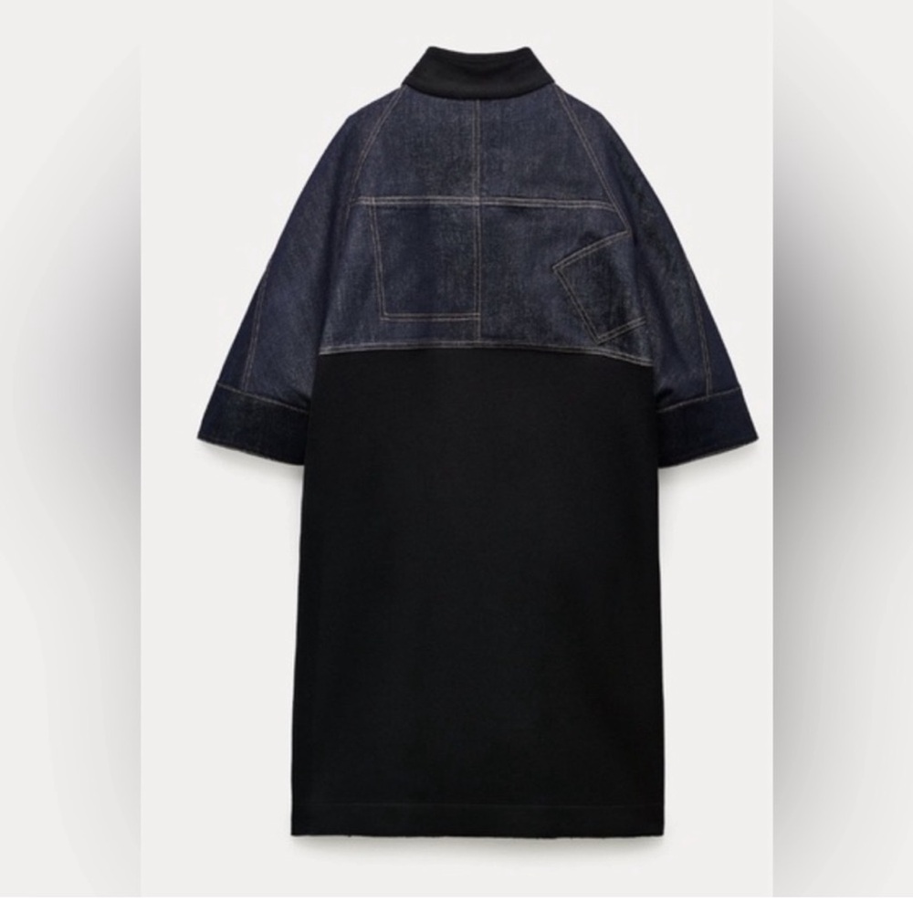 Sold out!🔥Zara Black Cape and Denim Manteco Wool coat Medium